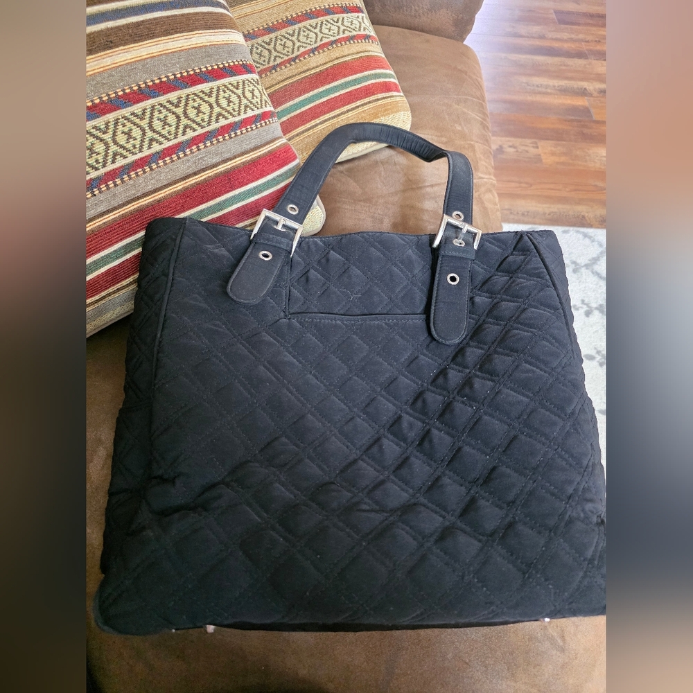 Quilted Black Tote Bag